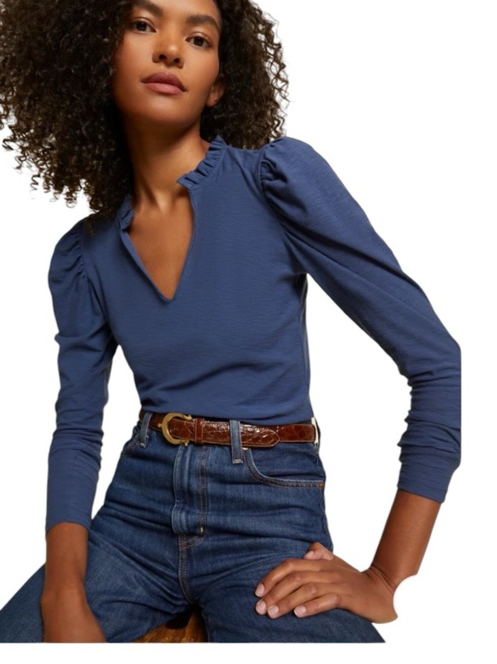 Nation LTD - Tamira Elizabethan Tee in Ocean Navy Blue XS